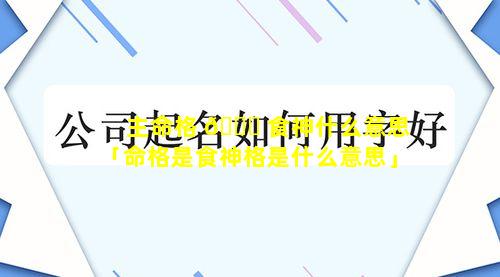 主命格 🐕 食神什么意思「命格是食神格是什么意思」